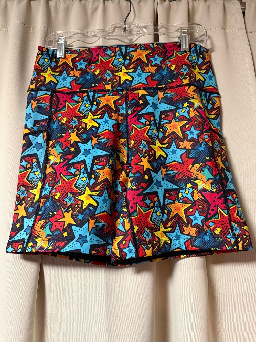 Women’s Multicolor Star Super Hero Comic Print Active Shorts